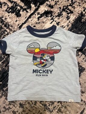 GAP Light Gray Mickey Fun Run Tee with Navy Trim